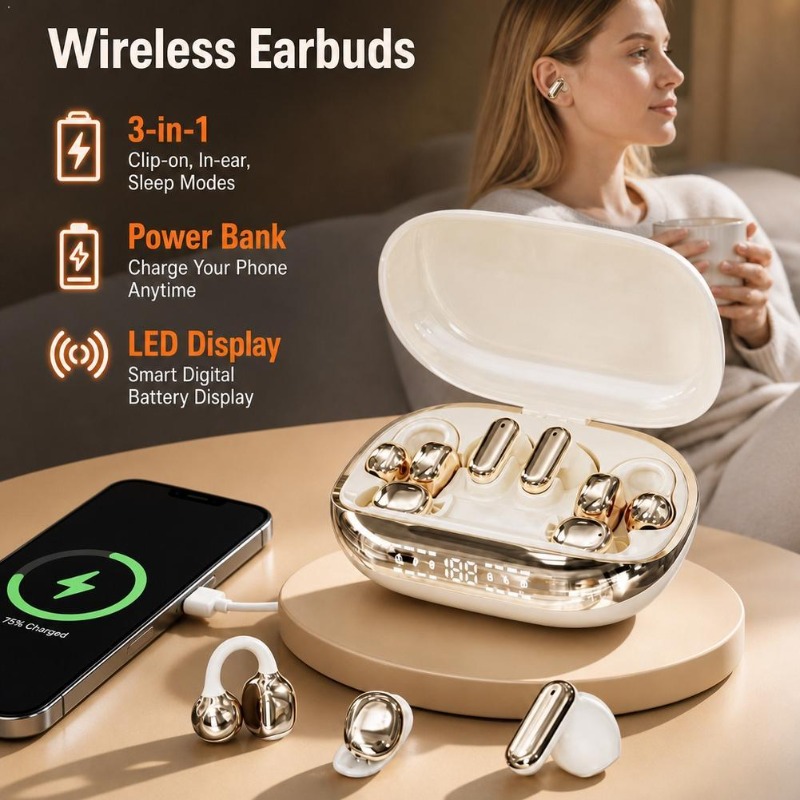 Phone Accessories Amazon - Neue 3-in-1 Kabellose Bluetooth-Kopfhörer Mini-Ohrclip In-Ear